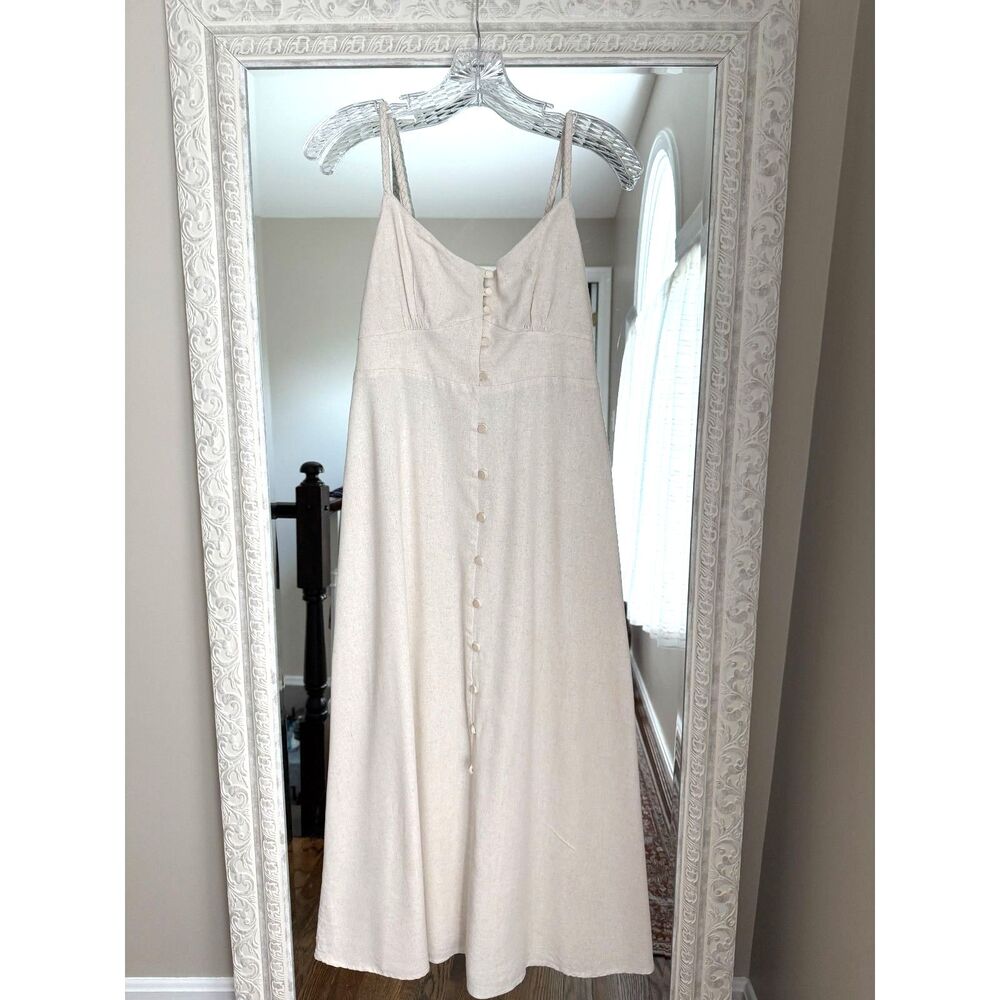 Coastal Quiet Luxury Linen Maxi Dress, Minimalist Resort Summer - Picture 2 of 6
